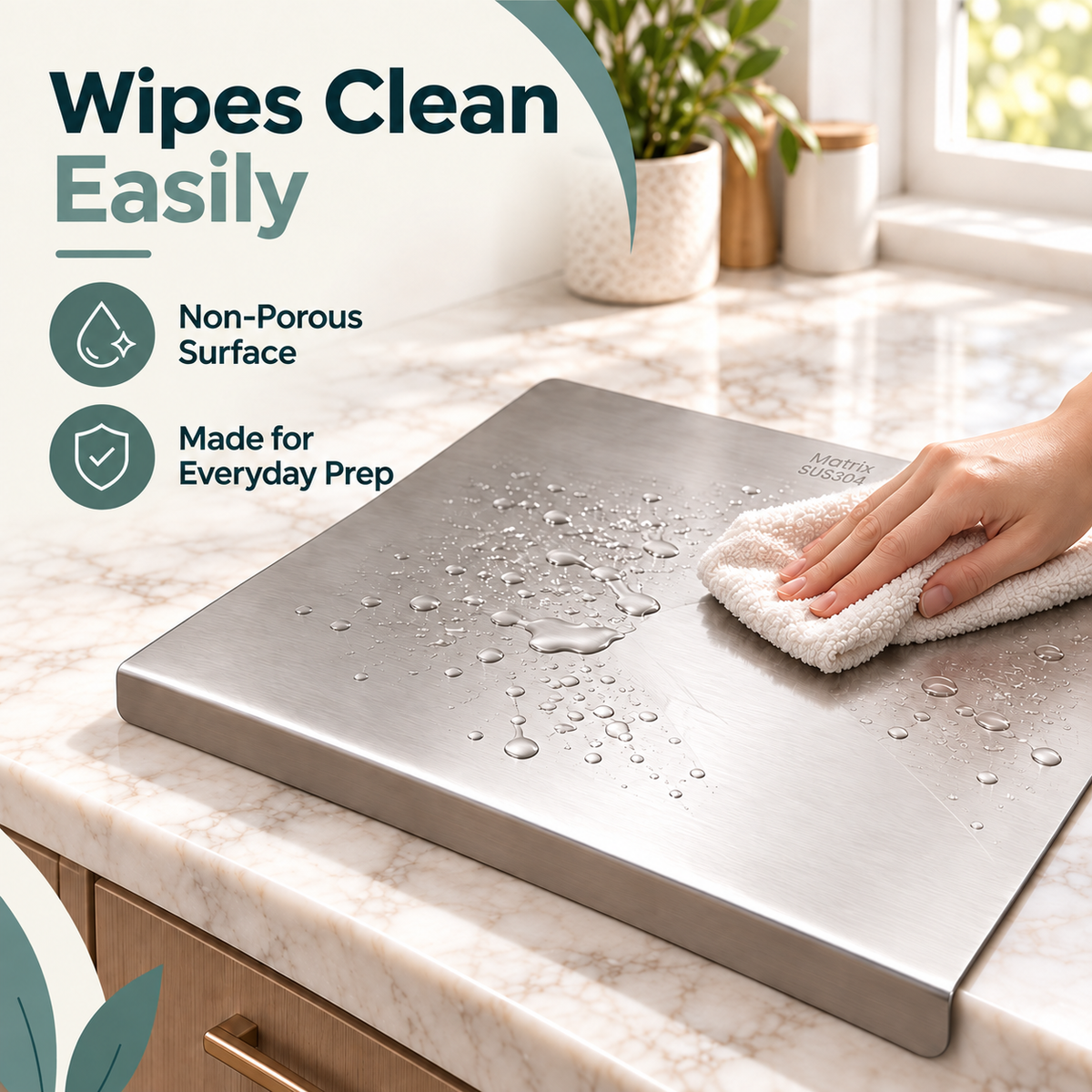 Kitchen Cutting Board with Stainless Steel Fitting