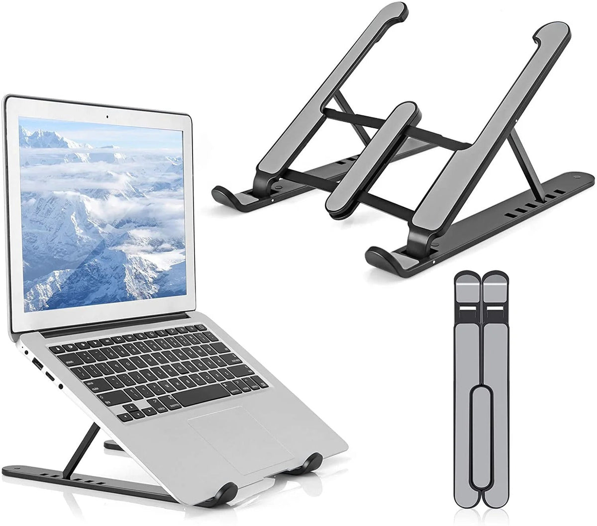 Laptop Stand | Creative Folding Storage Bracket | Adjustable Portable Durable | 24×4.5cm Folded / 24×16.5cm Opened