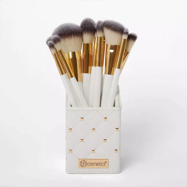 Cosmetics Elegance Brush Set – Studded White Makeup Brushes Kit
