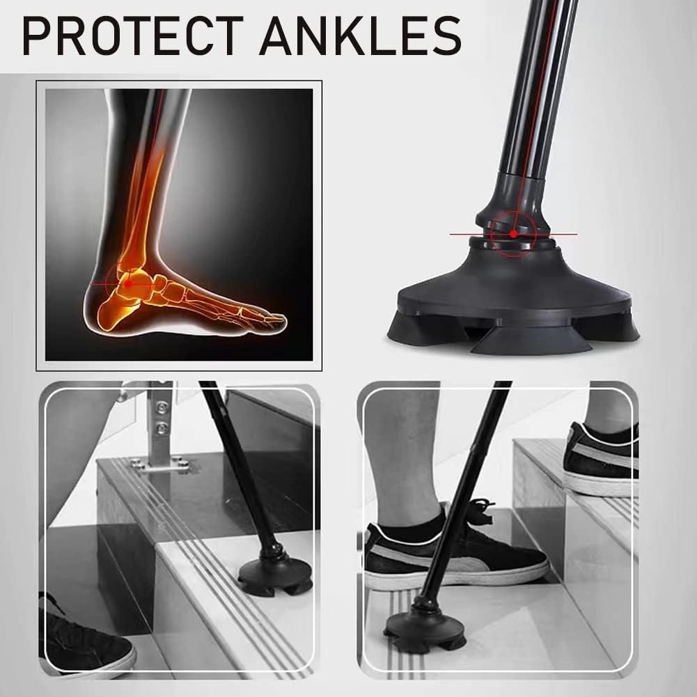 Portable Folding Walking Stick with Led Light & Aluminium Handle For Adults or old Peoples Black