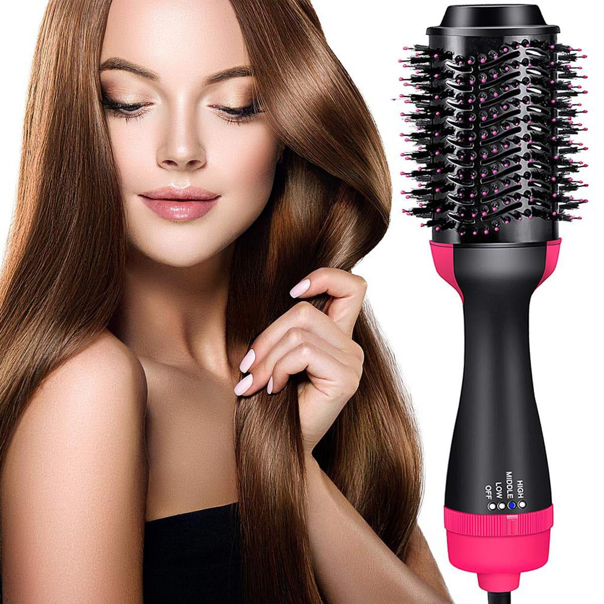 3-in-1 One Step Hot Air Brush Hair Dryer & Styler – Drying, Straightening & Volumizing Brush