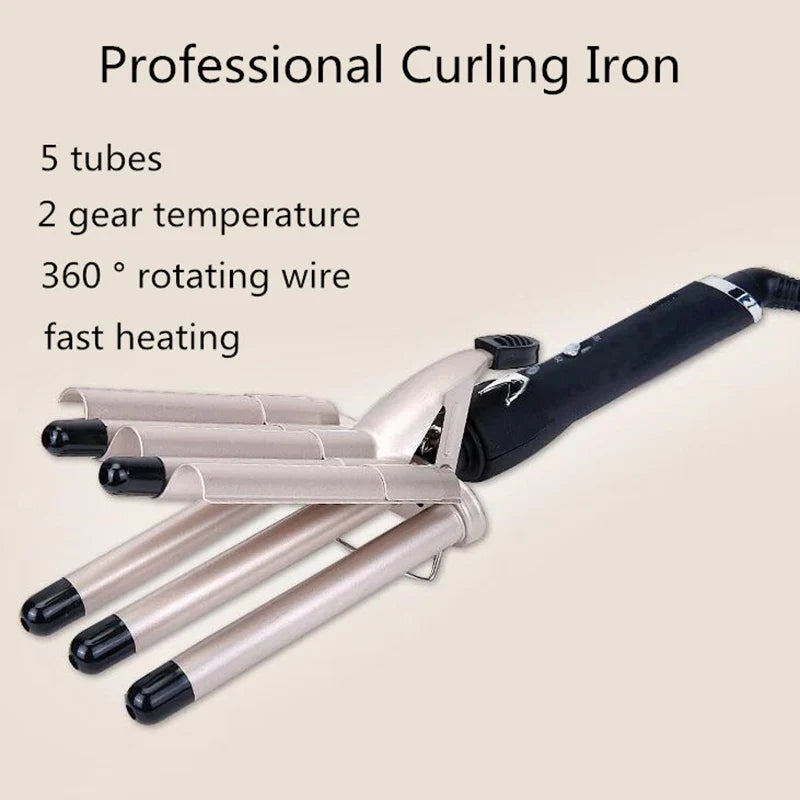 MO-6003 hair curler Professional Hair Straightener for Curly and Wavy Hair 5 Tubes