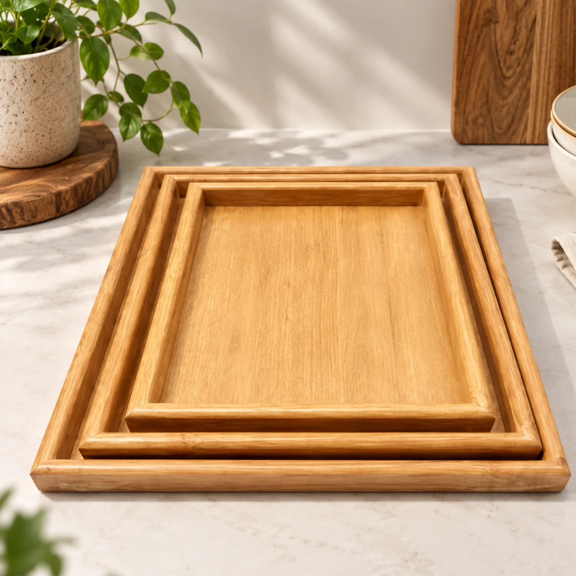 Wooden Tray Set 3 PCS High Quality