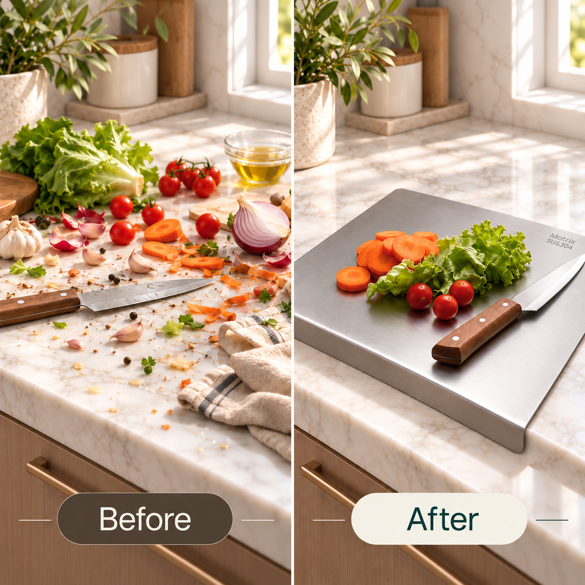 Kitchen Cutting Board with Stainless Steel Fitting