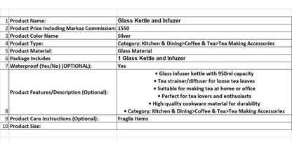 Infuser Glass Tea Jug with Stainless Steel Filter – Premium Hot & Cold Brewer for Tea, Detox Water & Herbal Drinks