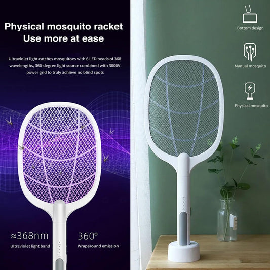 Nova Mosquito Killer Swatter 2 In 1 Rechargeable Electric Racket And Lamp With Type C Charging