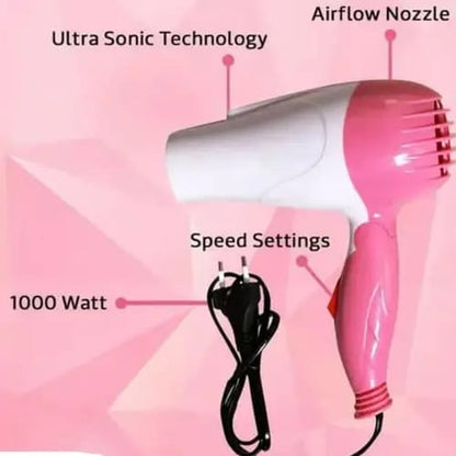 Nova NV-1290 1000W Portable Foldable Mini Hair Dryer – Compact Travel Styling Tool