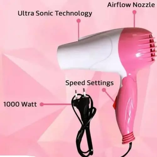 Nova NV-1290 1000W Portable Foldable Mini Hair Dryer – Compact Travel Styling Tool