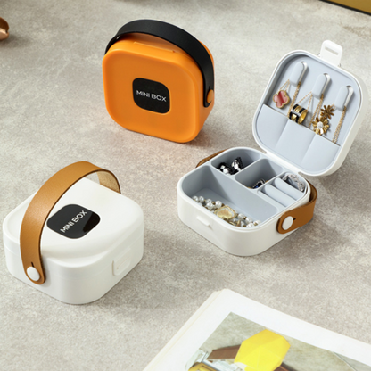 Travel Jewelry Organizer | Portable Storage Box with Mirror – Compact Ring, Earring & Necklace Case