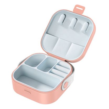Travel Jewelry Organizer | Portable Storage Box with Mirror – Compact Ring, Earring & Necklace Case