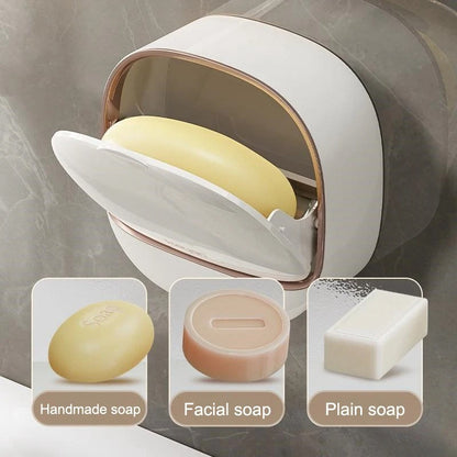 1PC Soap Box Wall Mounted Light Luxury Soap Holder Punch Free Drain Laundry Soap Box Easy Cleaning | Random Colour