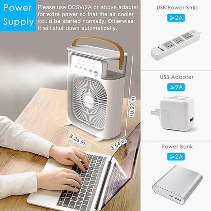 Mini air cooling fan multifunction usb new household  portable air conditioner humidifier strong wind | protable fan | portable air cooler (random color)