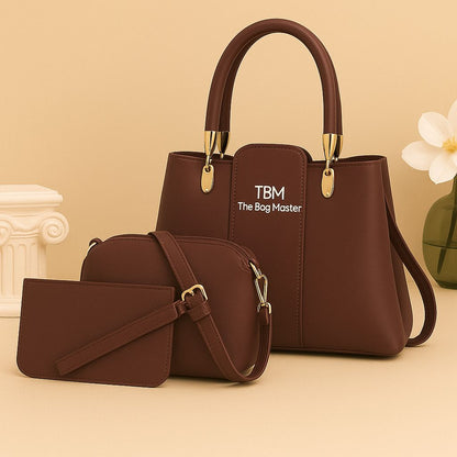 3 Pieces Ladies Handbag Elegant Design Premium Quality Smooth Finish Easy Carry