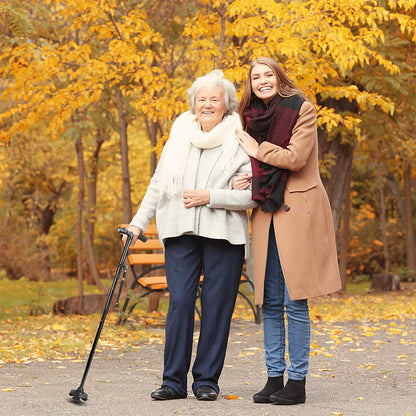 Portable Folding Walking Stick with Led Light &amp; Aluminium Handle For Adults or old Peoples Black