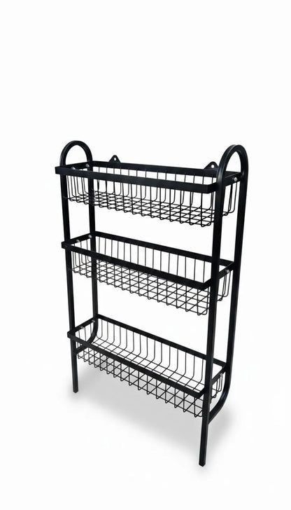 Wall Mounted Spice Rack Black Stainless Steel 3 Tier – DIY Assembly Required (Self Assemble)