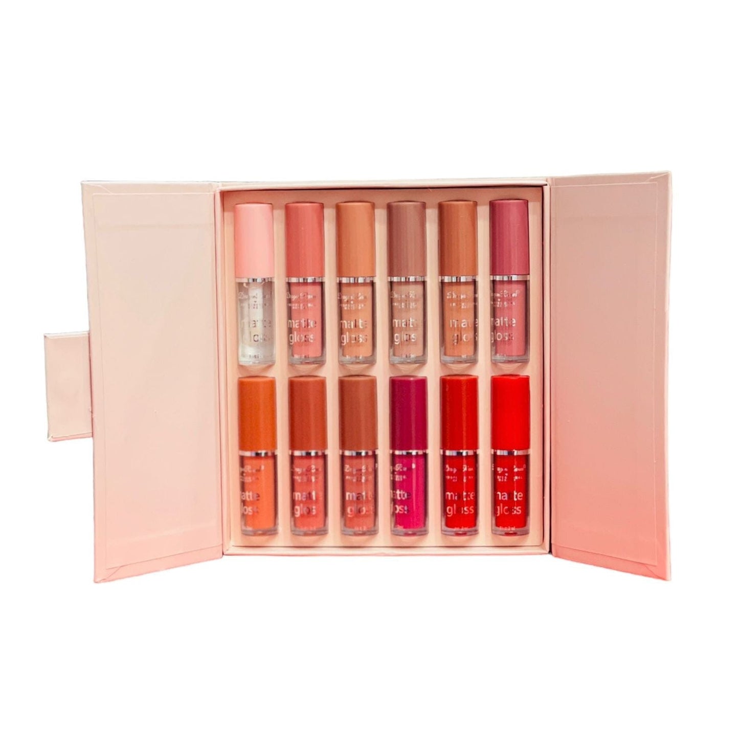 Mocallure 12-Piece High Pigment Lip Gloss Set | Rich &amp; Vibrant Shades – Pink, Red, Peach, Nude &amp; Maroon | Smooth Liquid Texture, Long-Lasting Shine for Any Occasion