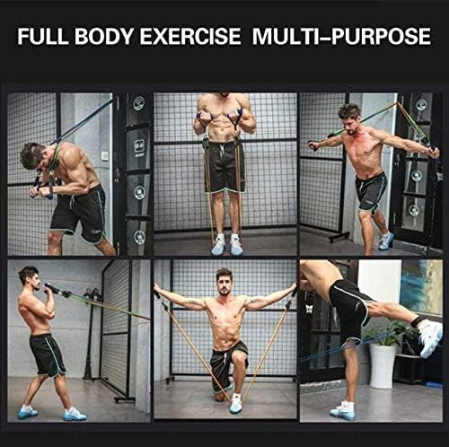Resistance Bands Set - 11pcs Latex Pull Rope - With Door Anchor, Handles & Ankle Straps | Home & Gym Workout