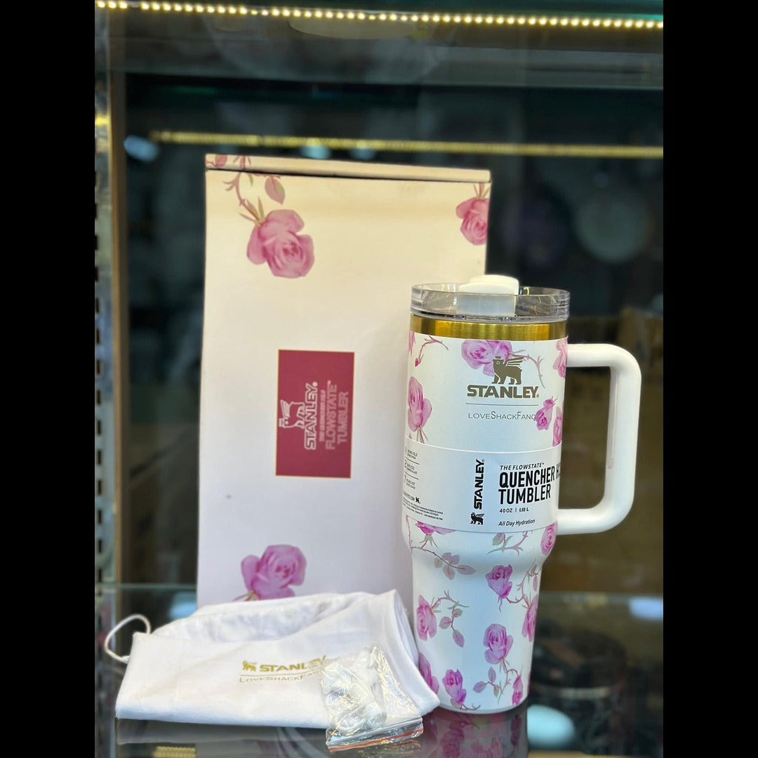 Stanley x LoveShackFancy Limited Edition 40oz Quencher H2.0 FlowState Tumbler – Floral Collaboration Collection ( RANDOM COLOUR )