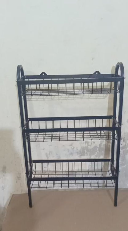 Wall Mounted Spice Rack Black Stainless Steel 3 Tier – DIY Assembly Required (Self Assemble)